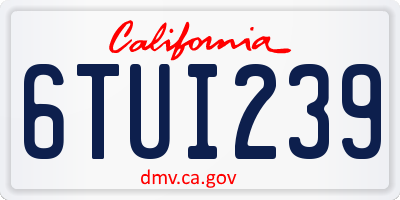 CA license plate 6TUI239