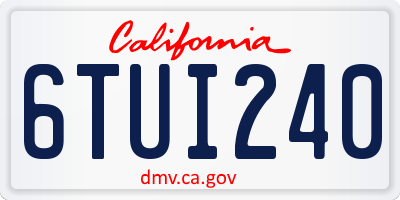 CA license plate 6TUI240