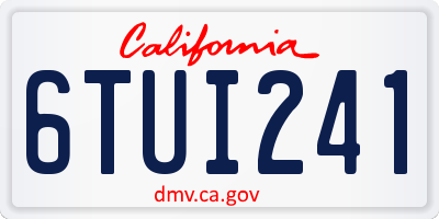 CA license plate 6TUI241