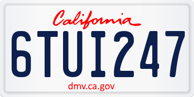 CA license plate 6TUI247