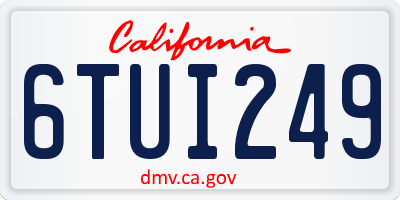 CA license plate 6TUI249