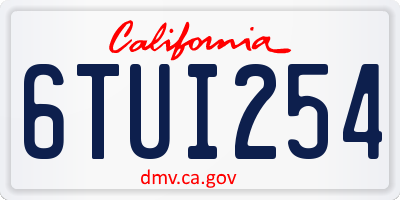 CA license plate 6TUI254
