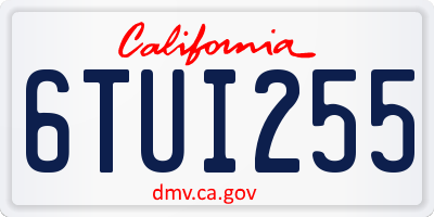 CA license plate 6TUI255