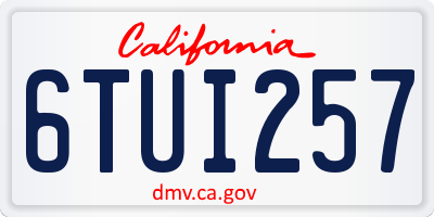 CA license plate 6TUI257