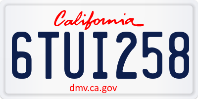 CA license plate 6TUI258