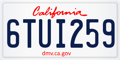 CA license plate 6TUI259