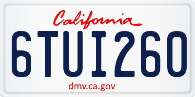 CA license plate 6TUI260
