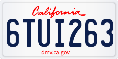 CA license plate 6TUI263