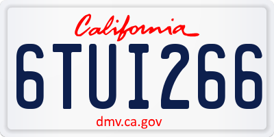 CA license plate 6TUI266