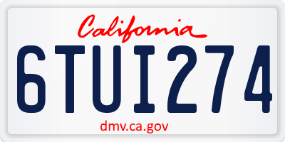 CA license plate 6TUI274