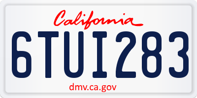 CA license plate 6TUI283