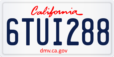 CA license plate 6TUI288