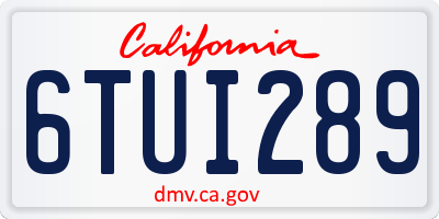CA license plate 6TUI289