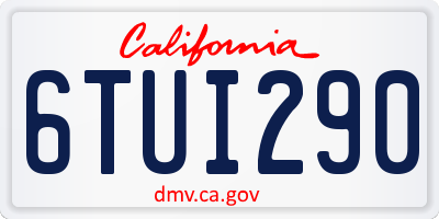 CA license plate 6TUI290