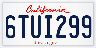 CA license plate 6TUI299