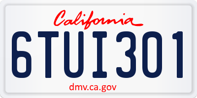 CA license plate 6TUI301