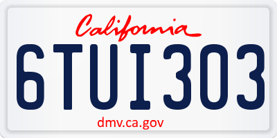 CA license plate 6TUI303