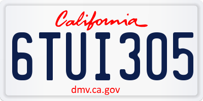 CA license plate 6TUI305