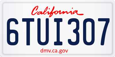 CA license plate 6TUI307