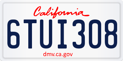 CA license plate 6TUI308