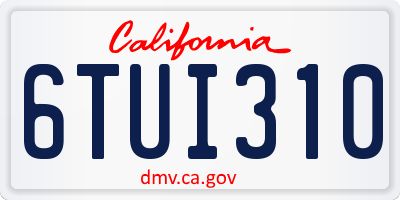 CA license plate 6TUI310
