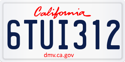 CA license plate 6TUI312