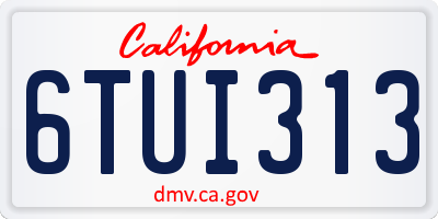 CA license plate 6TUI313