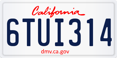 CA license plate 6TUI314