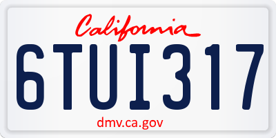 CA license plate 6TUI317