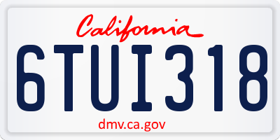 CA license plate 6TUI318
