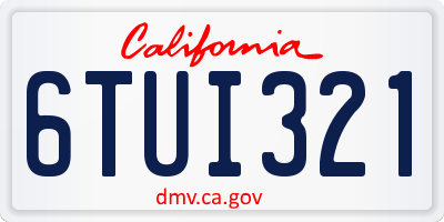 CA license plate 6TUI321