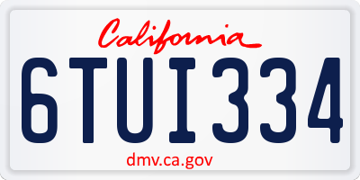CA license plate 6TUI334