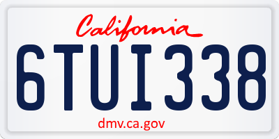 CA license plate 6TUI338