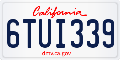 CA license plate 6TUI339