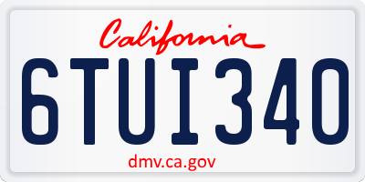 CA license plate 6TUI340