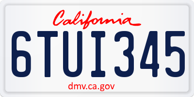 CA license plate 6TUI345