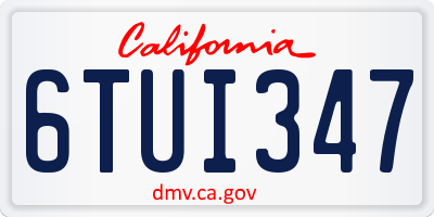 CA license plate 6TUI347