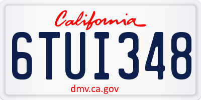 CA license plate 6TUI348
