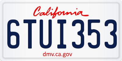 CA license plate 6TUI353