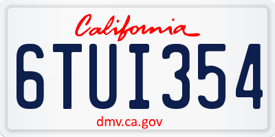 CA license plate 6TUI354