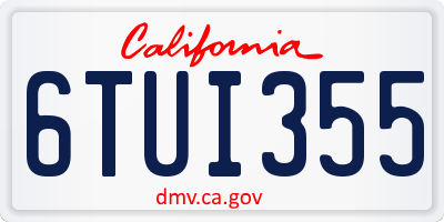 CA license plate 6TUI355
