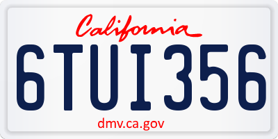 CA license plate 6TUI356
