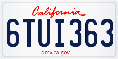 CA license plate 6TUI363
