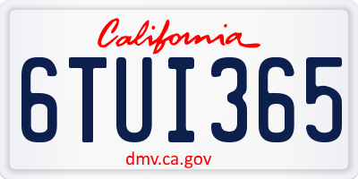 CA license plate 6TUI365