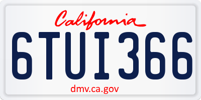 CA license plate 6TUI366
