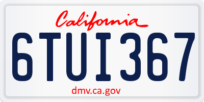 CA license plate 6TUI367