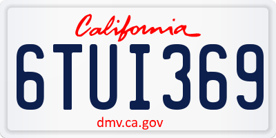 CA license plate 6TUI369