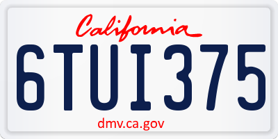 CA license plate 6TUI375