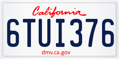 CA license plate 6TUI376
