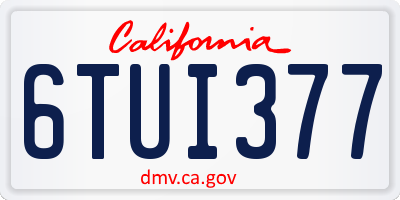 CA license plate 6TUI377